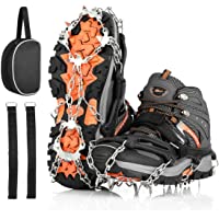 Los mejores  - AGPTEK 19 Puntas Crampones Antideslizante- Crampones Nieve Hielo de Acero Inoxidable con Cinta Adhesiva y Bolsas- para…